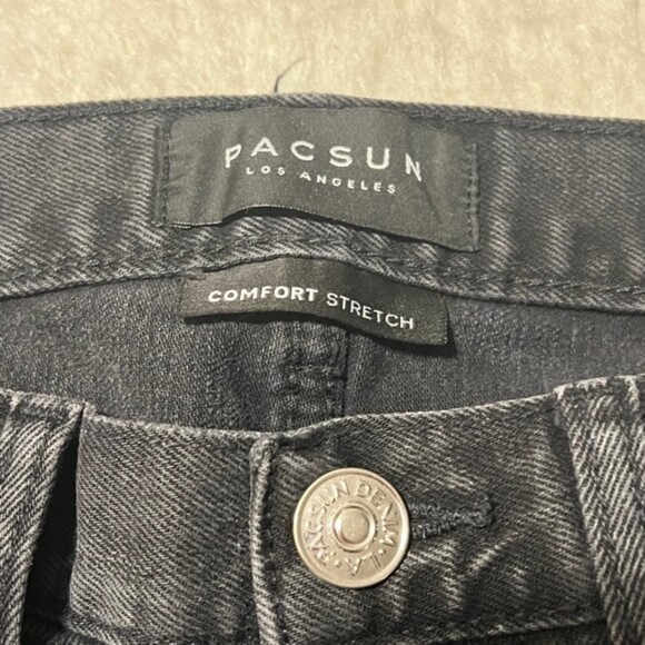 Pacsun Mens Black Stacked Skinny Denim Distressed Mid Rise Jeans Sz 30x30 - Picture 7 of 12